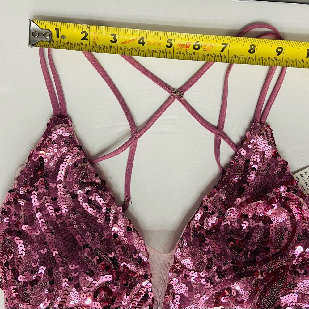 Gorgeous CAMILLE Pink Sequin Gown Sz0 Backless Prom Formal New Years Holiday - Picture 12 of 17